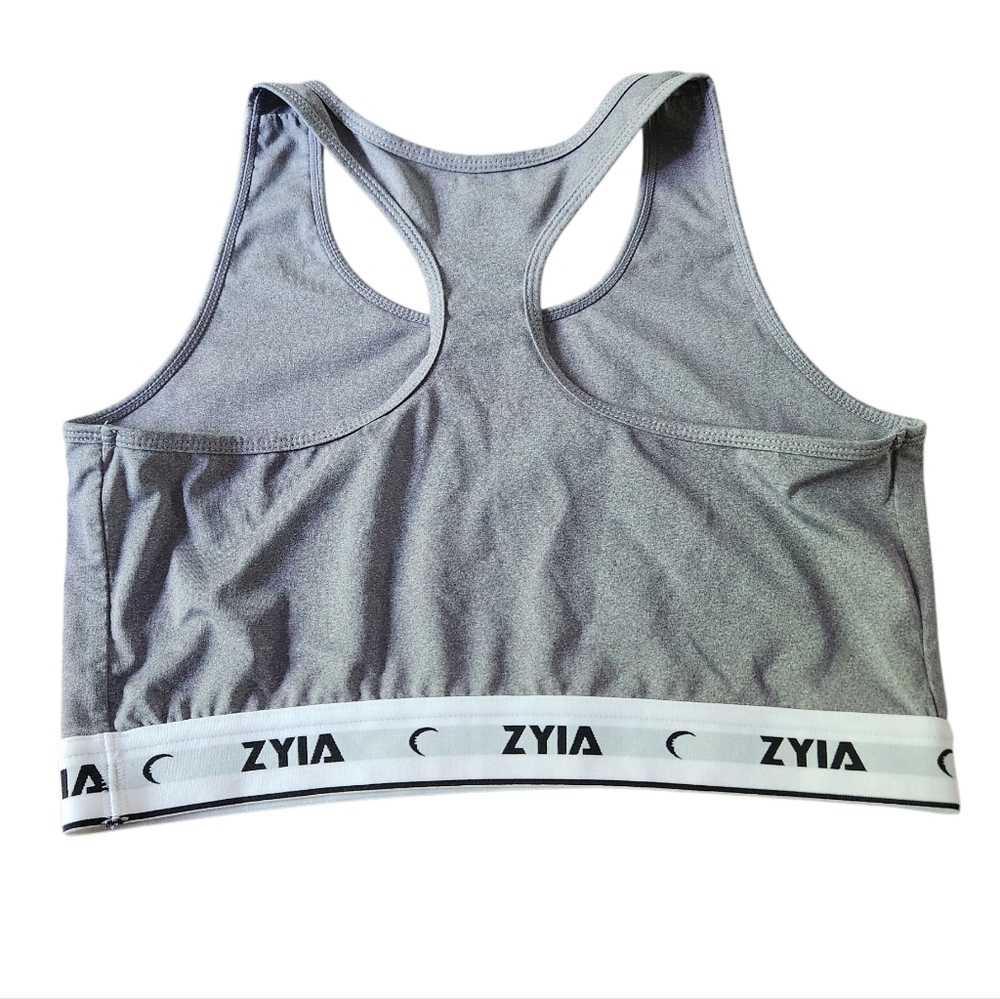 Ziya Active Gray Unlined T-Back Sports Bra - Picture 2 of 3